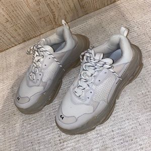 Triple S clear sole white sneakers
